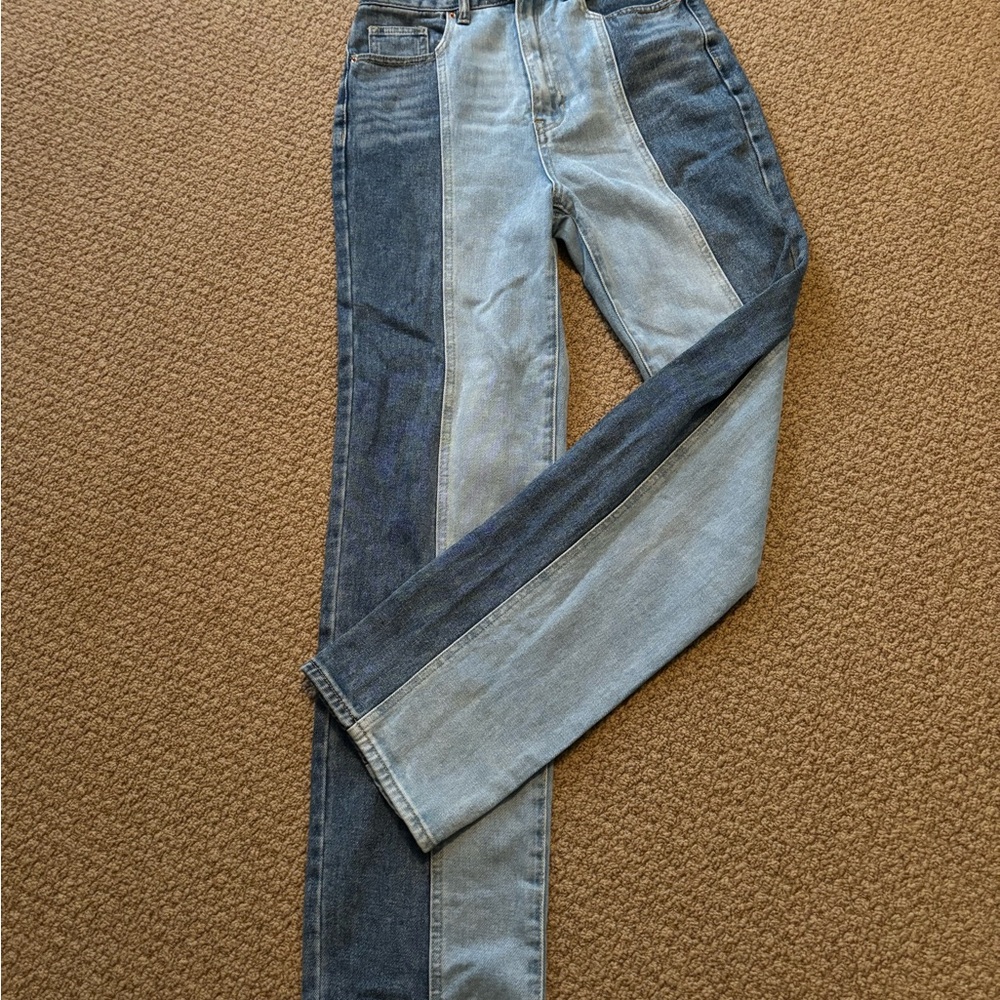 PacSun Two Tone Straight Leg Blue Denim Jeans